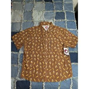 Canada Weather Gear Shirt Men's XXL Beer Print Vented Hiking Fishing Golf